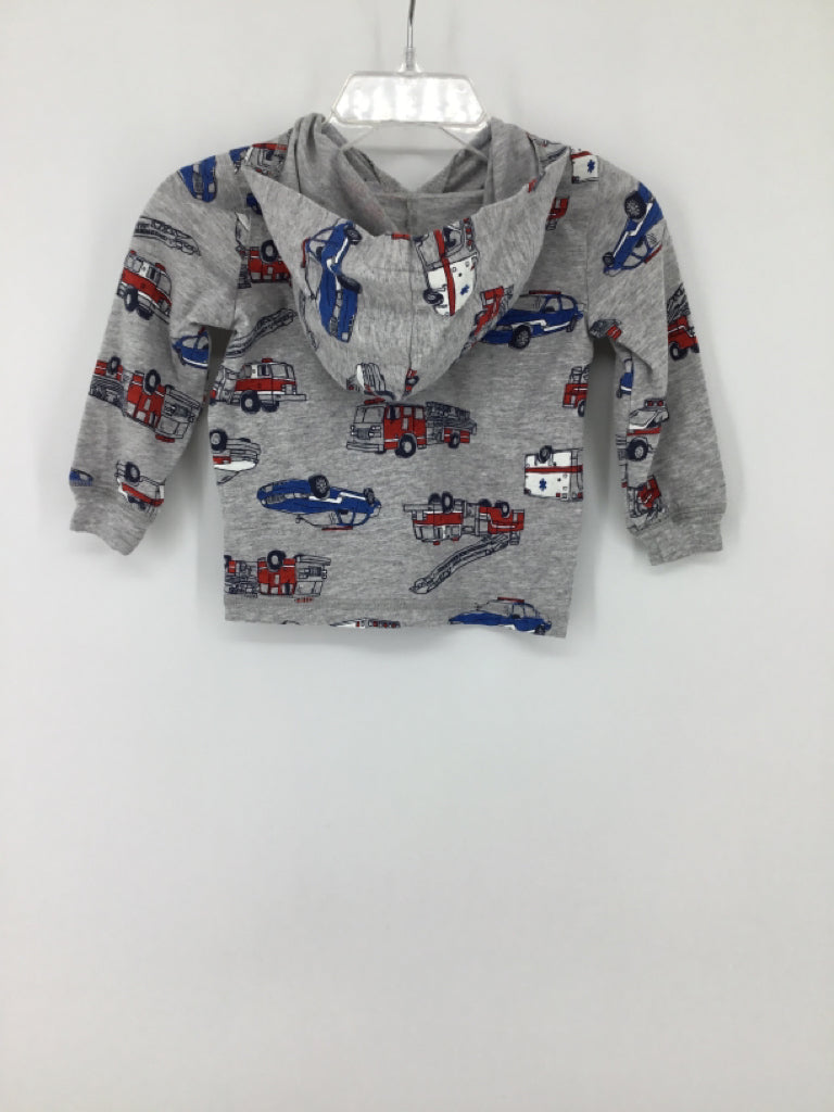 Carter's Child Size 9 Months Gray Fire Truck Shirt - boys