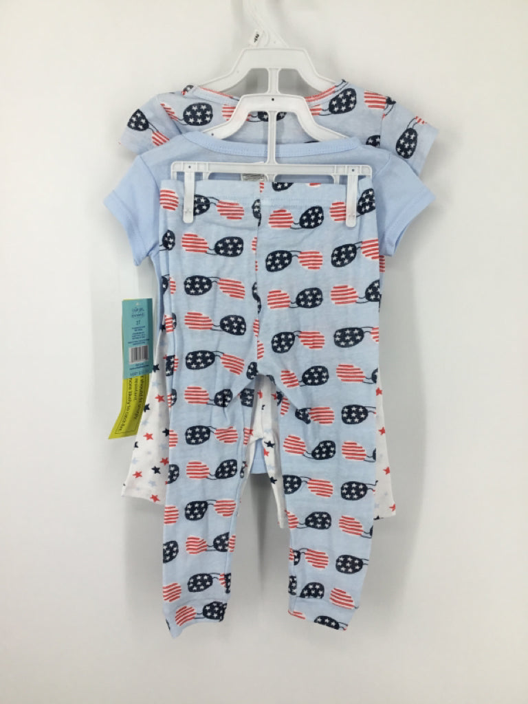 Cutie Pie Dreamers Child Size 2 Blue Stars & Stripes Pajamas