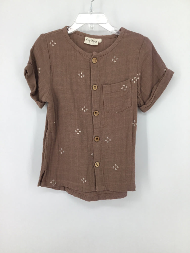 City Mouse Child Size 6 Brown Polka Dot Shirt - boys