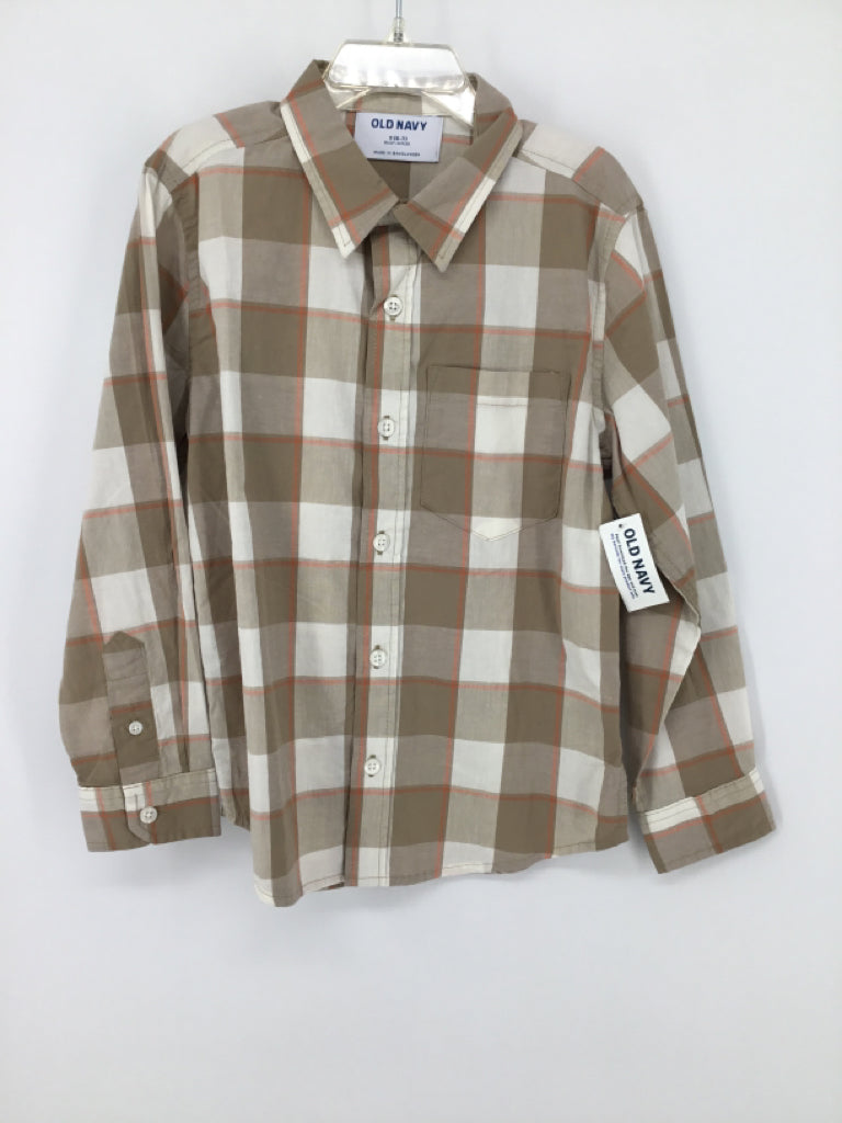 Old Navy Child Size 6 Tan Plaid Shirt - boys