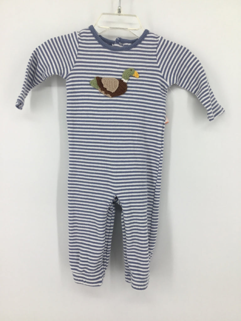 Mudpie Child Size 0-3 Months Blue Stripe Outfit - boys