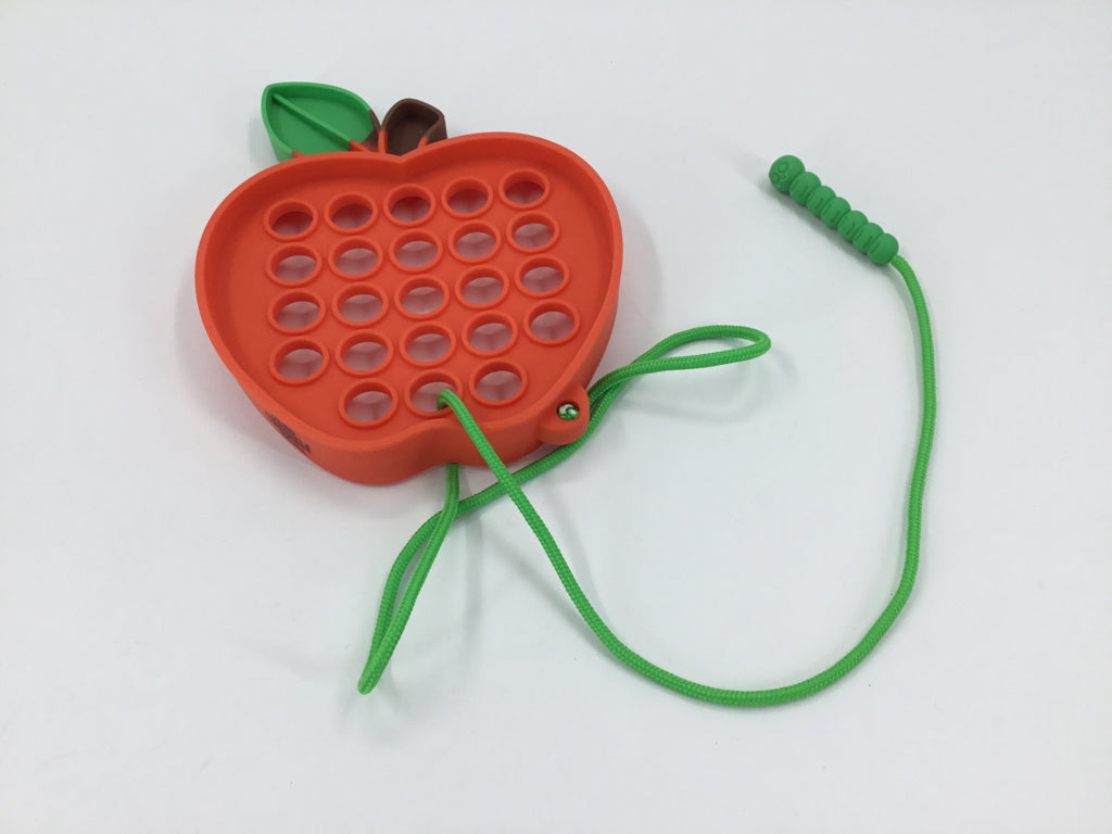 Silicone Apple & Worm Lacing Toy