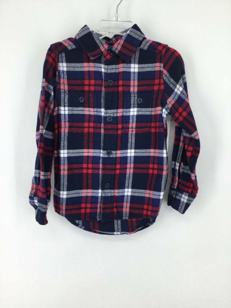 Childrens Place Child Size 4 Navy Plaid Shirt - boys