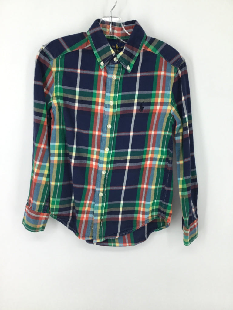 Ralph Lauren Child Size 8 Blue Plaid Shirt - boys