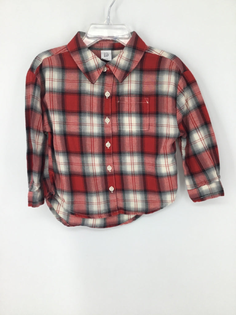 Baby Gap Child Size 2 Red Plaid Shirt - boys