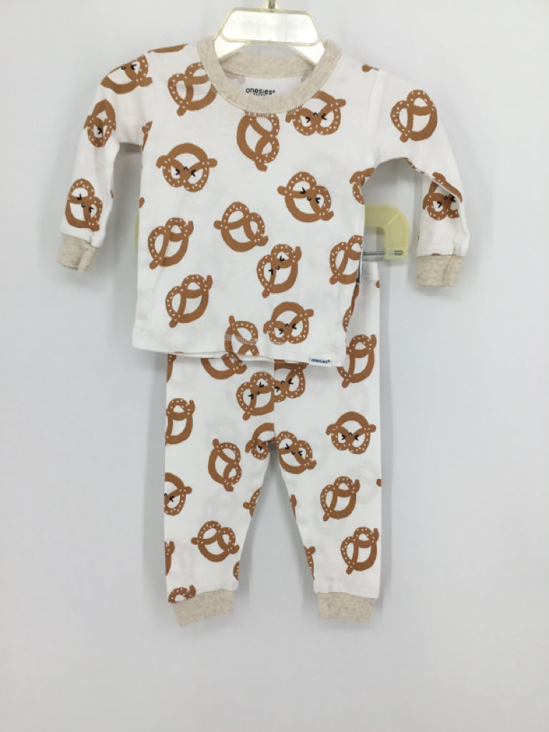 Onesies Child Size 6-9 Months Tan Print Pajamas - boys