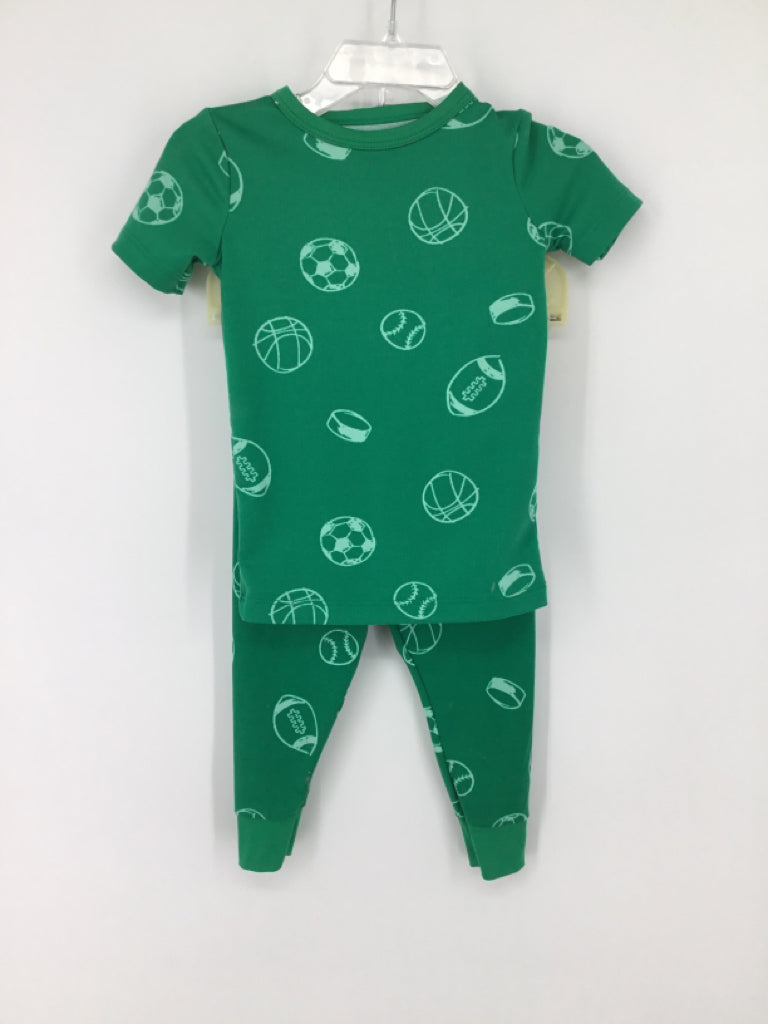 Cat & Jack Child Size 18 Months Green Sports Pajamas - boys