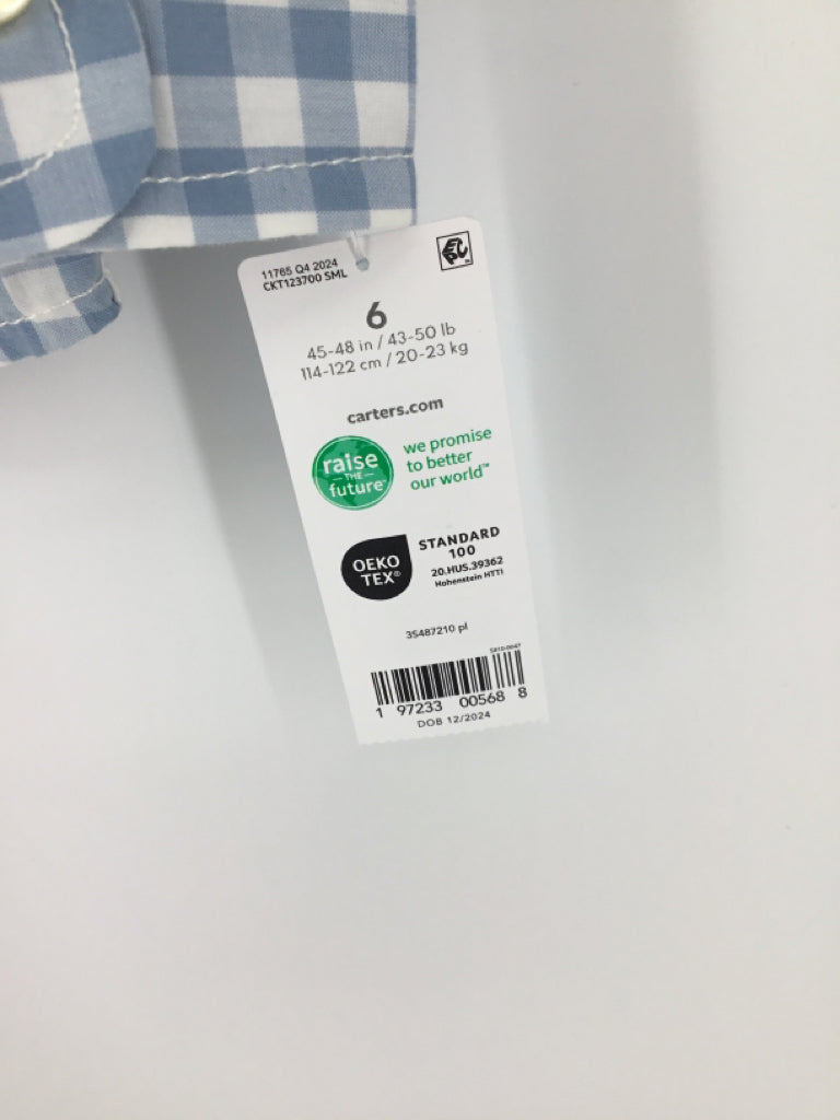 Carter's Child Size 6 Blue Gingham Shirt - boys