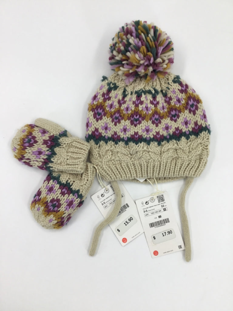 Zara Child Size 3 Tan Hat & Mitten Set