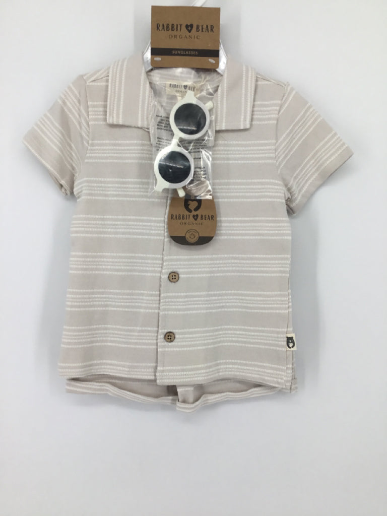 Rabbit + Bear Child Size 3 Gray Stripe Outfit - boys