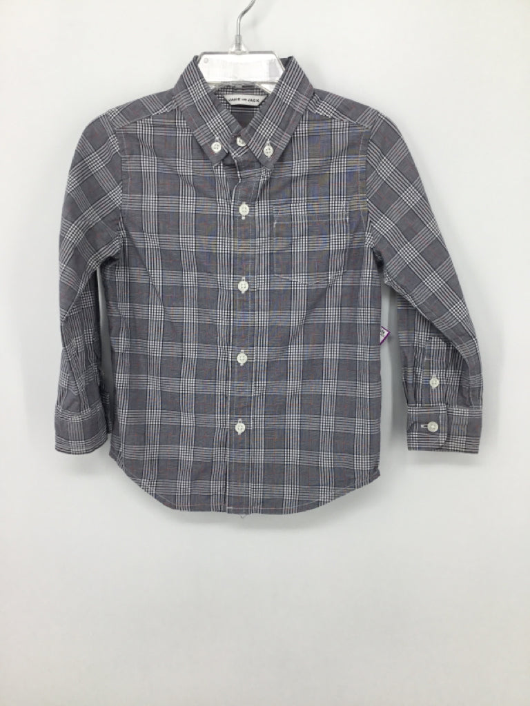 Janie and Jack Child Size 2 Gray Plaid Shirt - boys