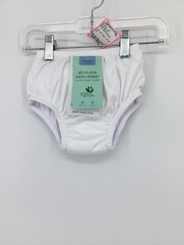 Green Sprouts Child Size 24 Months White Solid Swimwear - boys