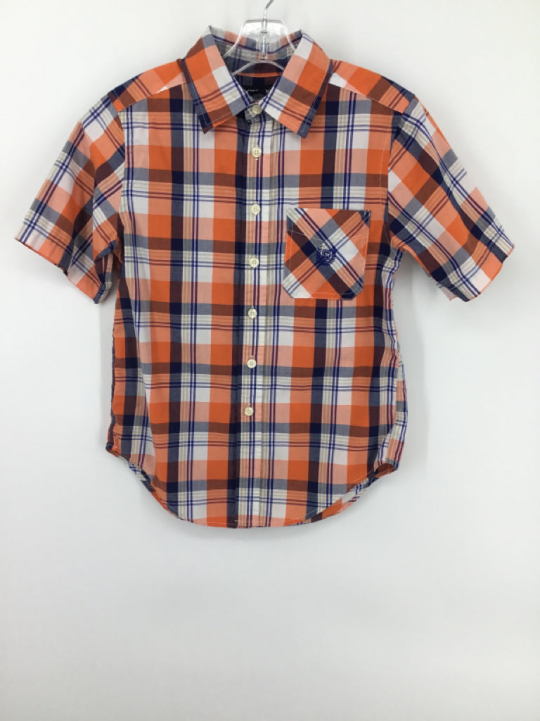 Chaps Child Size 8 Orange Plaid Shirt - boys