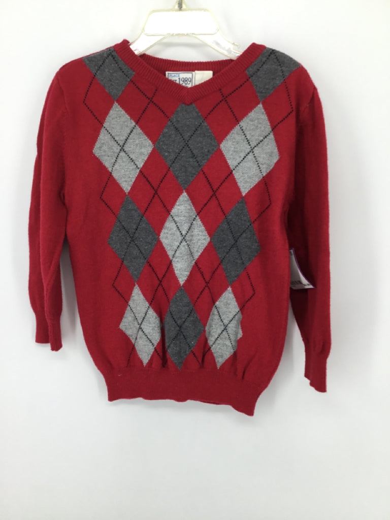 Childrens Place Child Size 4 Red Argyle Sweater - boys
