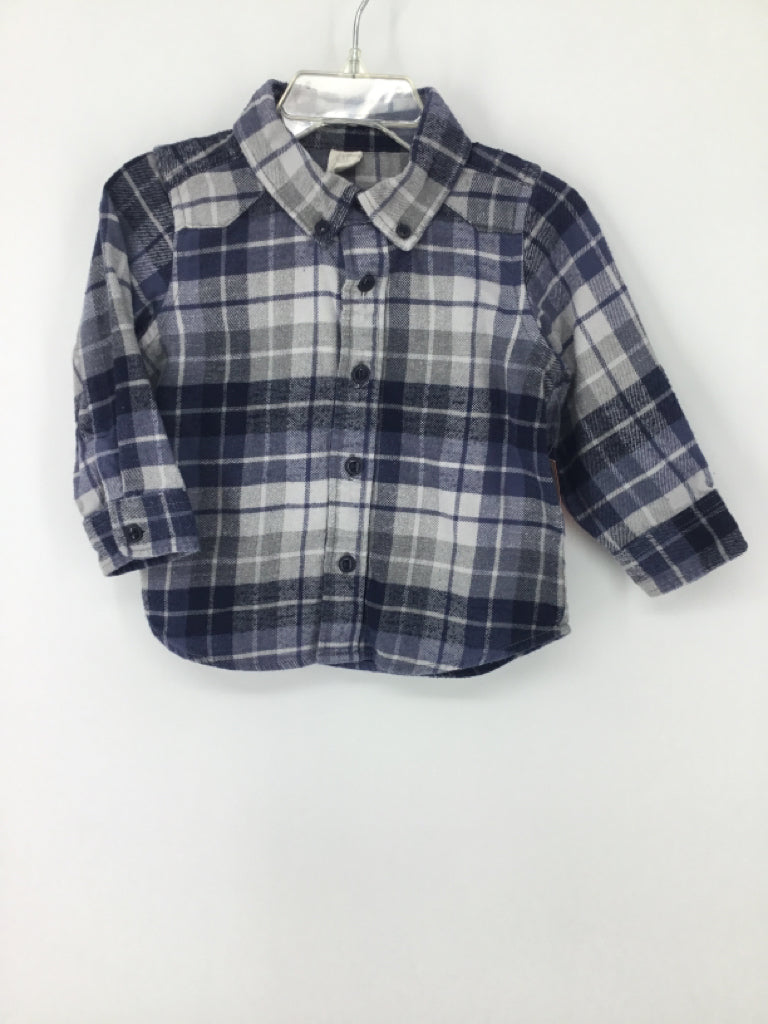 Baby Gap Child Size 12-18 Months Navy Plaid Shirt - boys