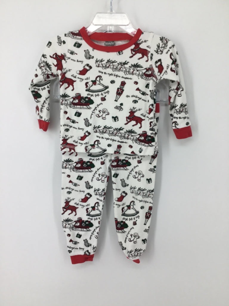 Mudpie Child Size 12-18 Months Red Christmas Pajamas
