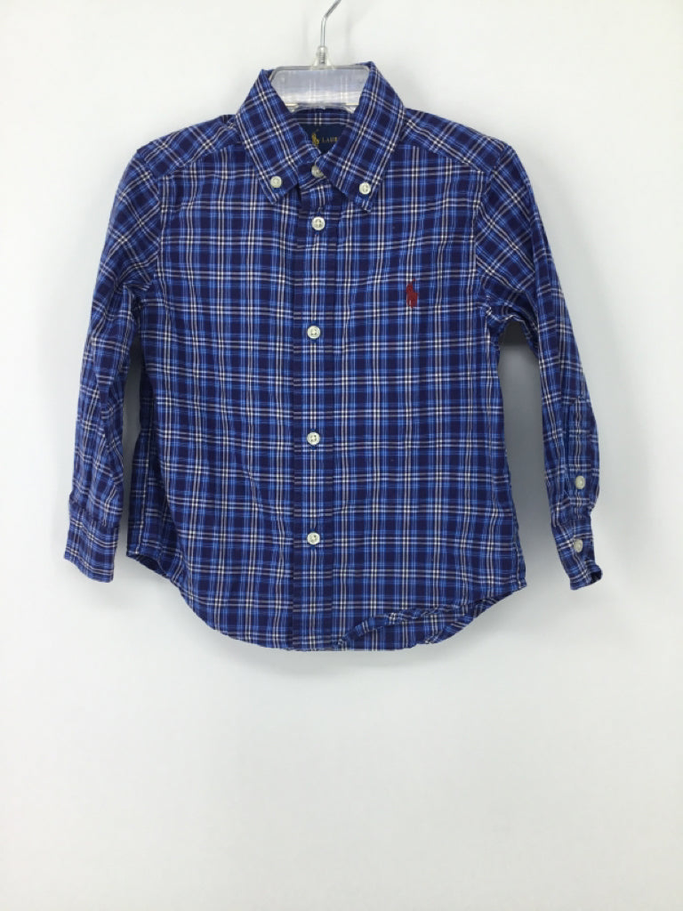 Ralph Lauren Child Size 2 Blue Plaid Shirt - boys