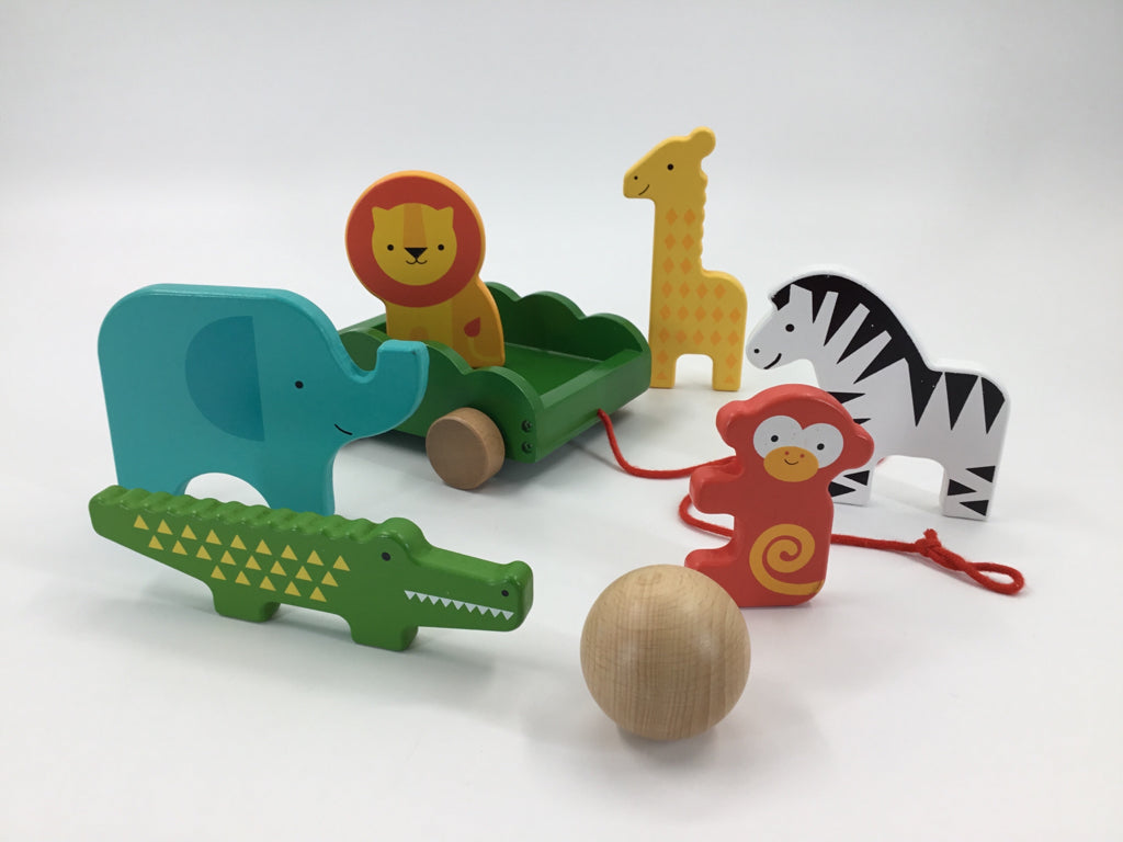 Petit Collage Safari Animals Wooden Bowling Set