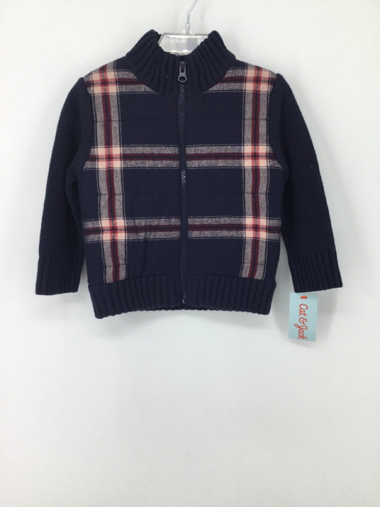 Cat & Jack Child Size 18 Months Navy Plaid Sweater - boys