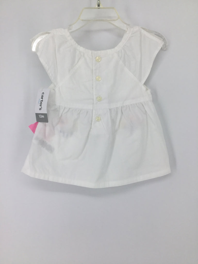 Carter's Child Size 12 Months White Shirt - girls