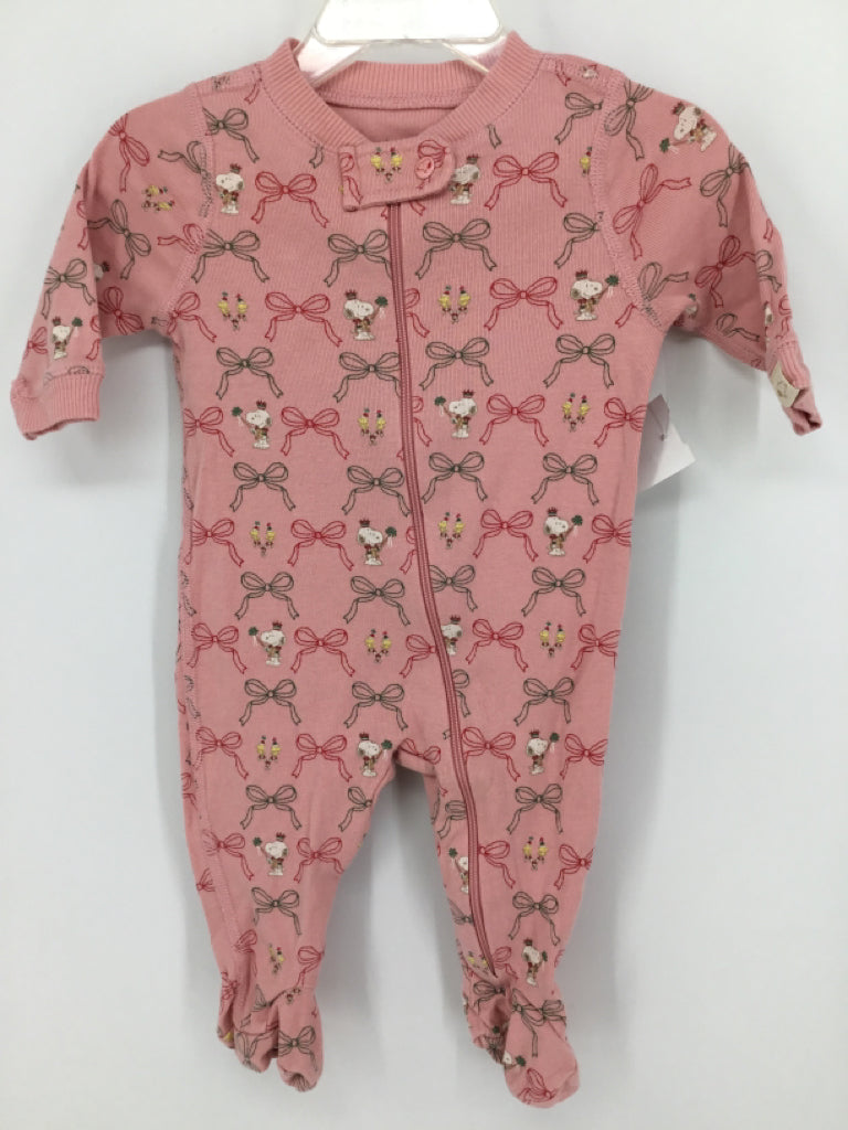 Little Snoopy Child Size 0-3 Months Pink Christmas Sleeper