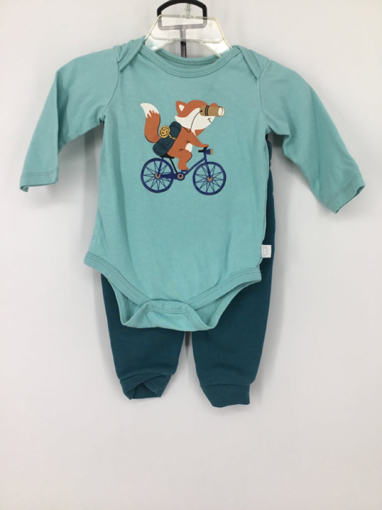 Koala Kids Child Size 3 Months Teal screen printed Outfit - boys