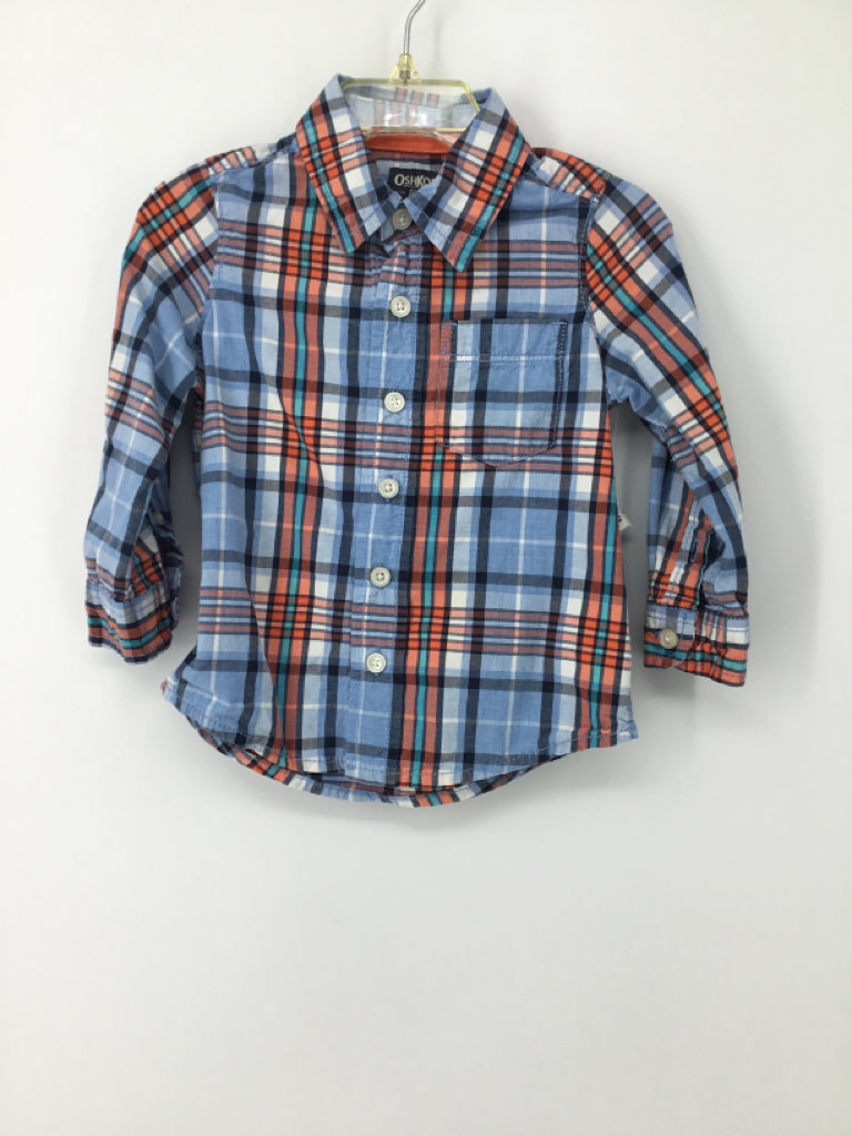 OshKosh B'gosh Child Size 2 Blue Plaid Shirt - boys