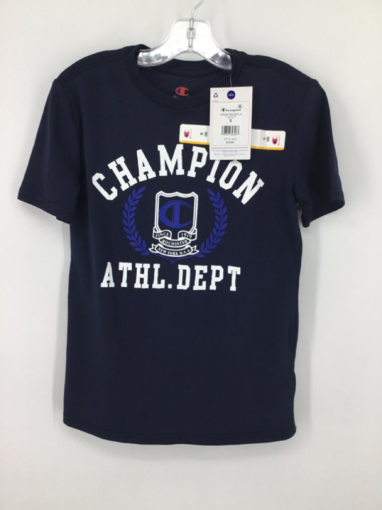 Champion Child Size 8 Navy screen printed T-shirt - boys