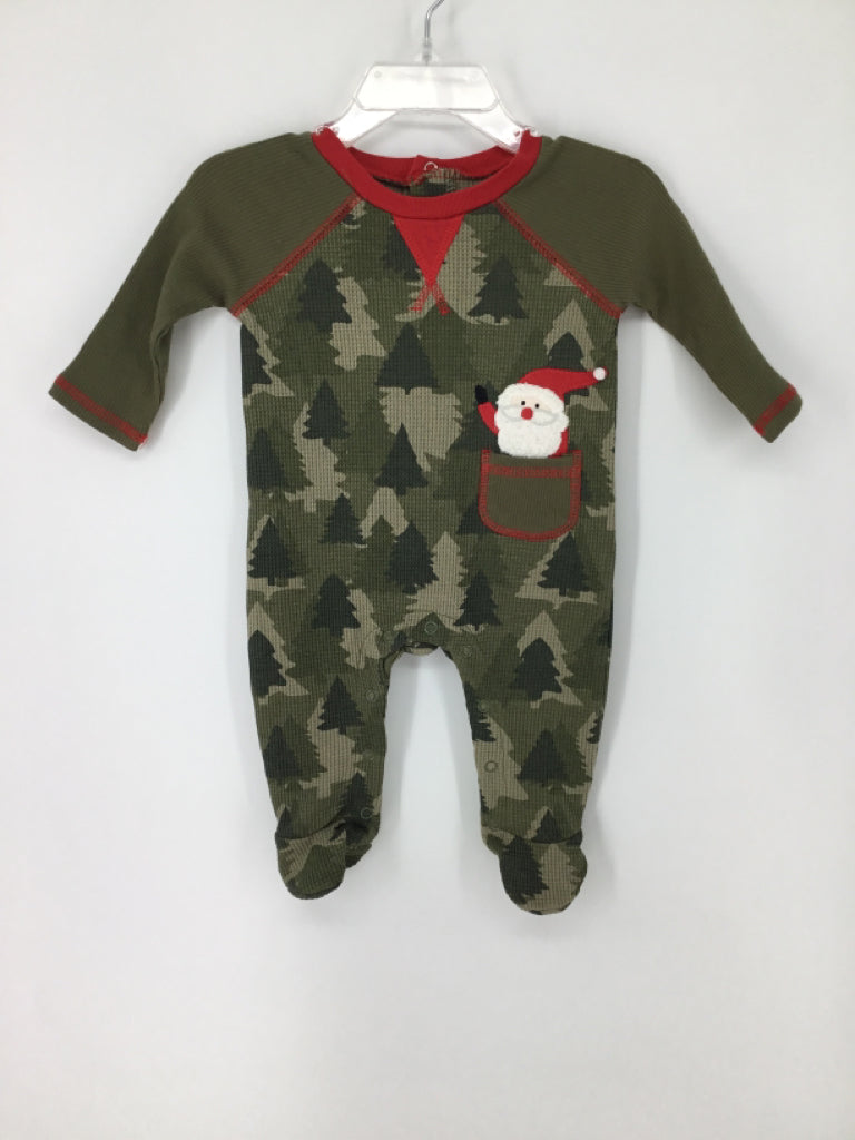 Mudpie Child Size 0-3 Months Green Christmas Outfit
