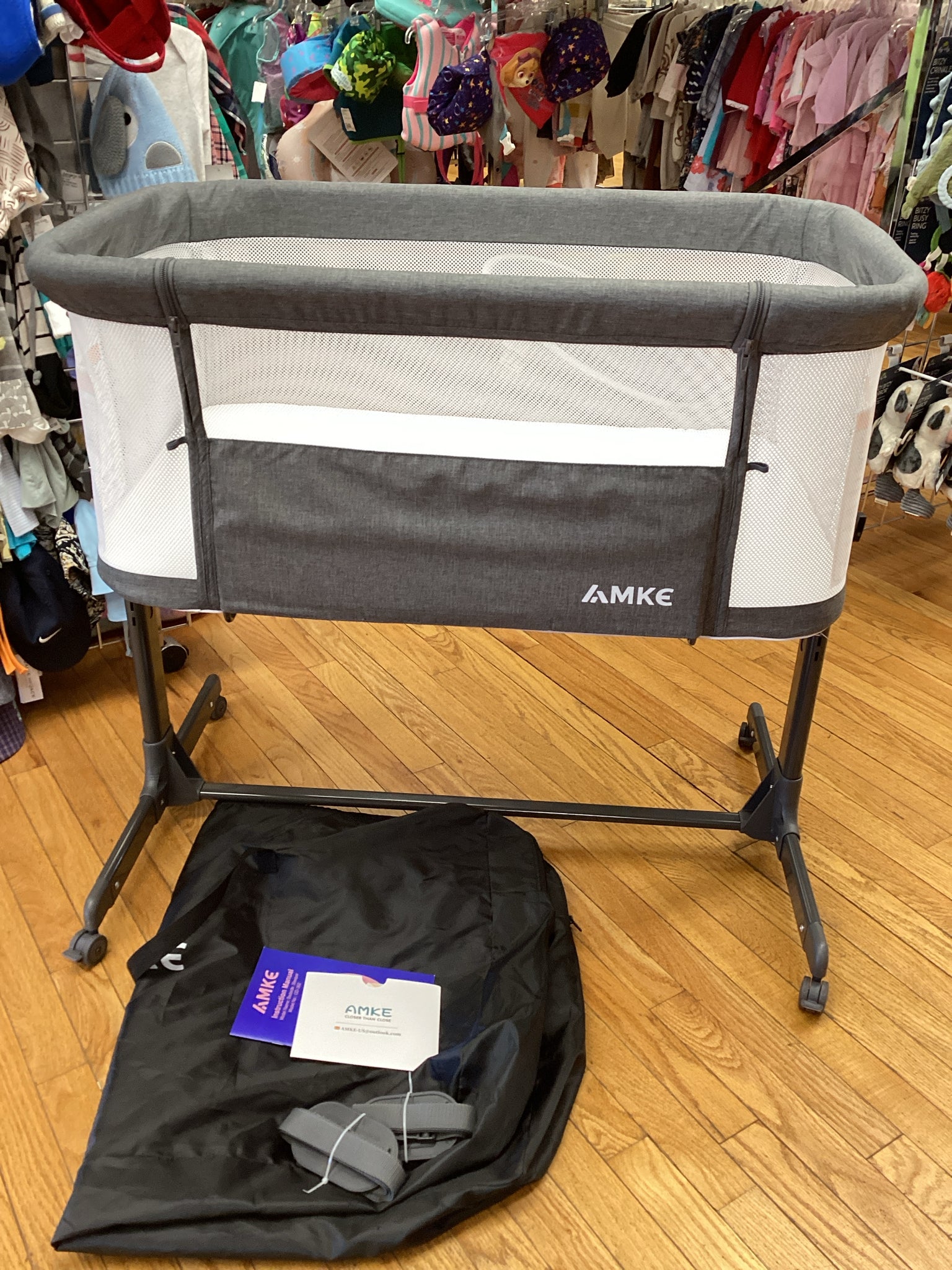Amke Gray Bedside Bassinet