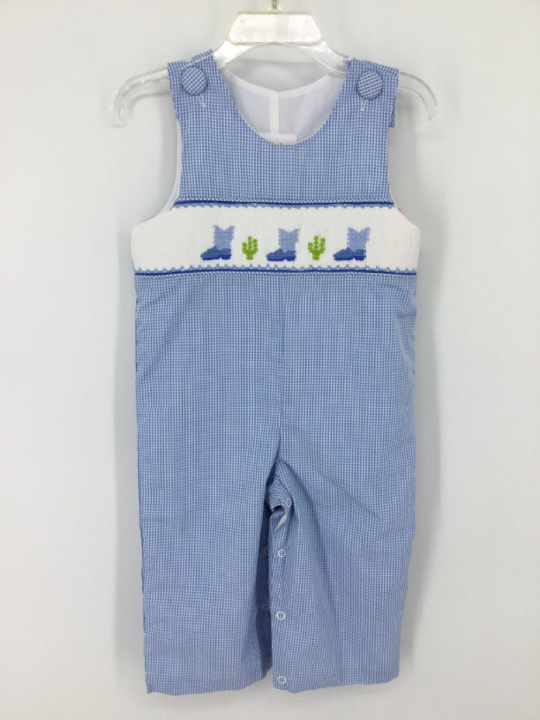 Stitchy Fish Child Size 12 Months Blue smocked Outfit - boys