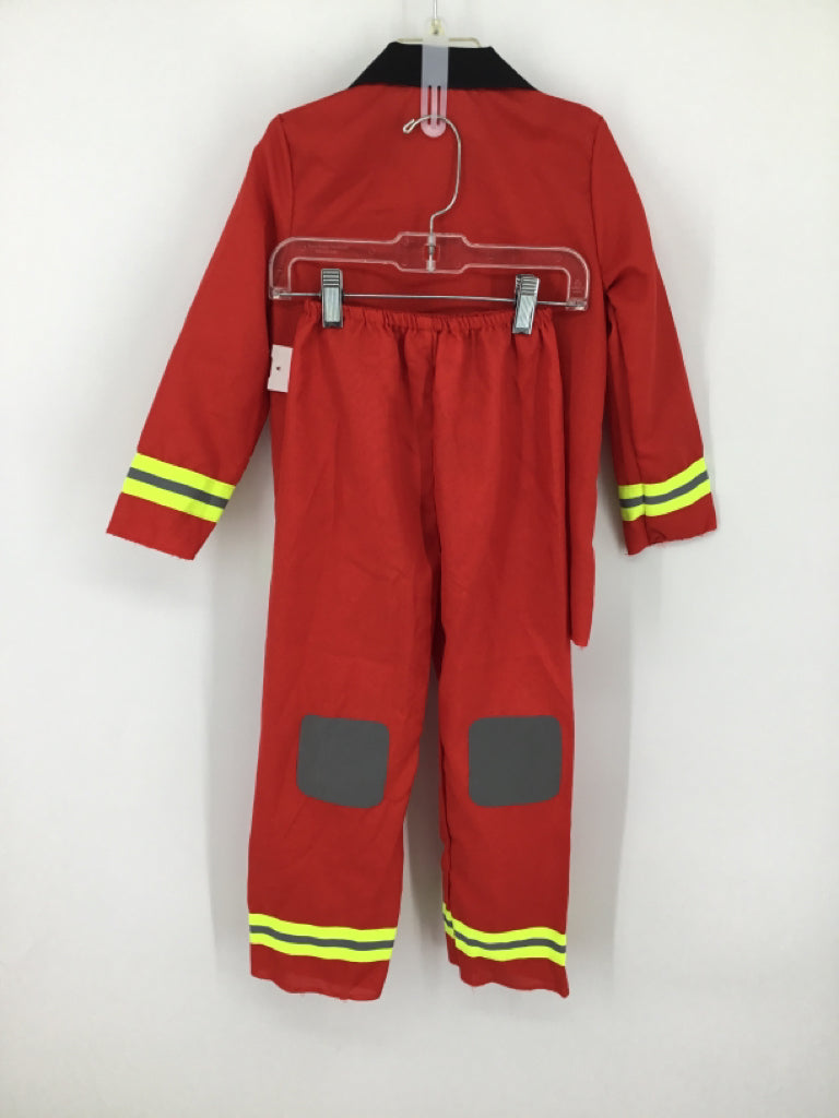 brandless Child Size 4 Red Fire Fighter Halloween Costume