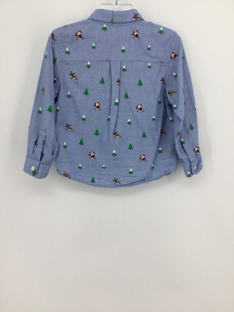 H & M Child Size 2 Blue Christmas Shirt