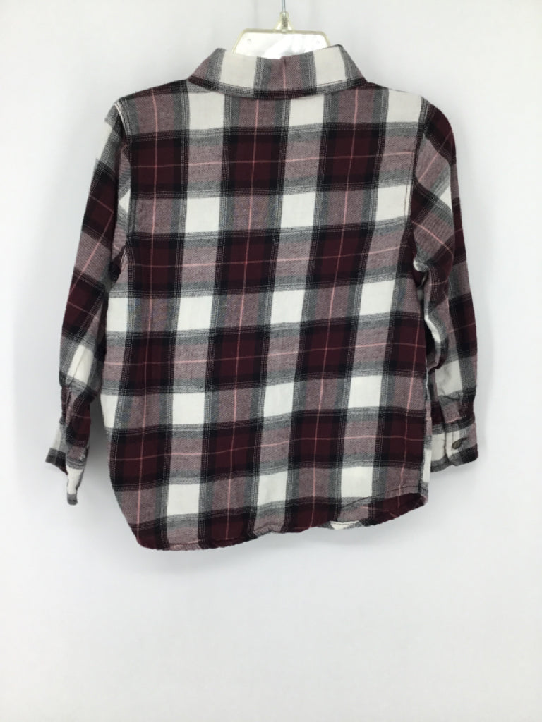 Old Navy Child Size 3 Burgundy Plaid Shirt - boys