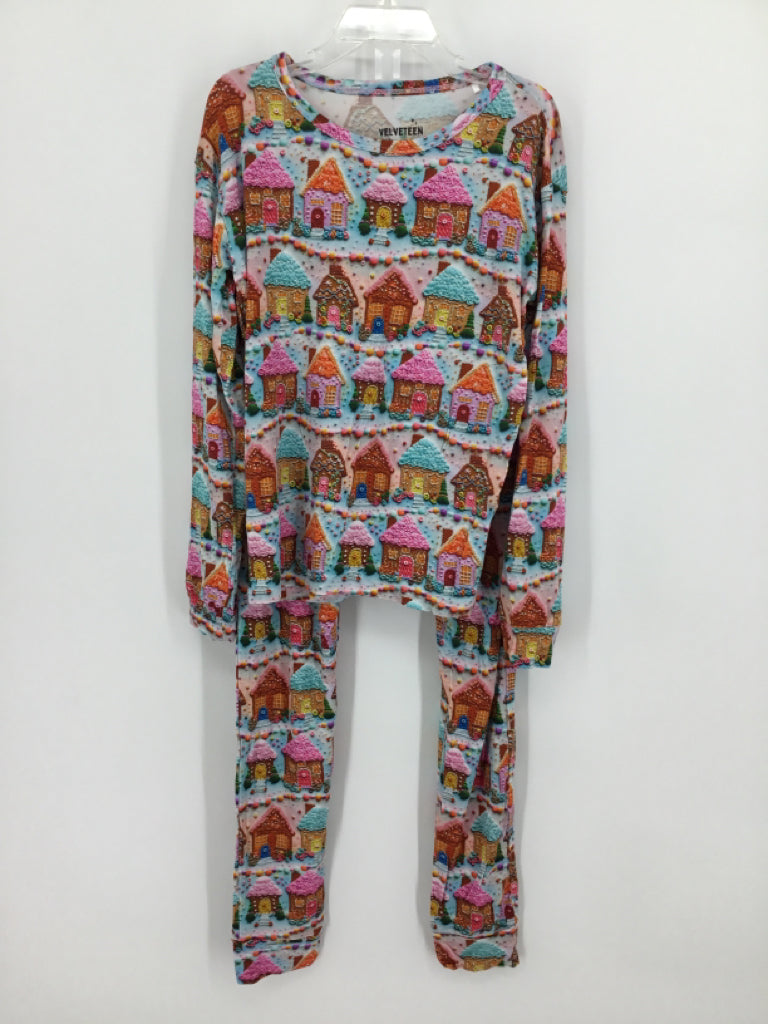 Velveteen Child Size 8 Multi-Color Christmas Pajamas