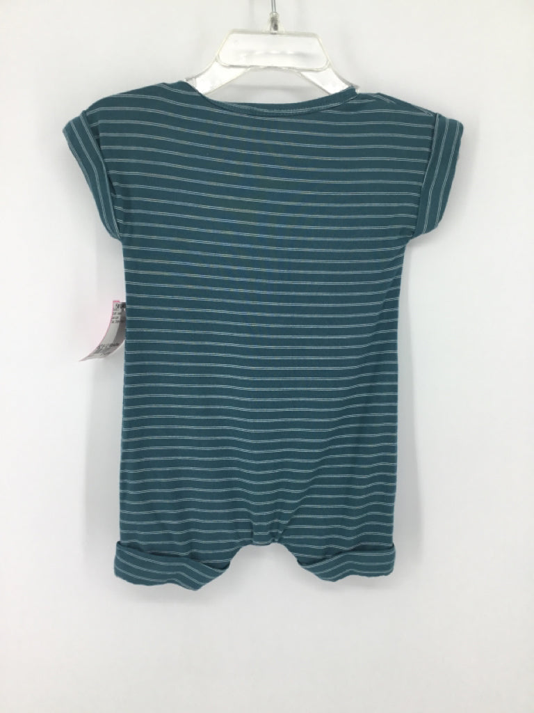 Lou Lou Child Size 6-12 Months Teal Stripe Outfit - boys