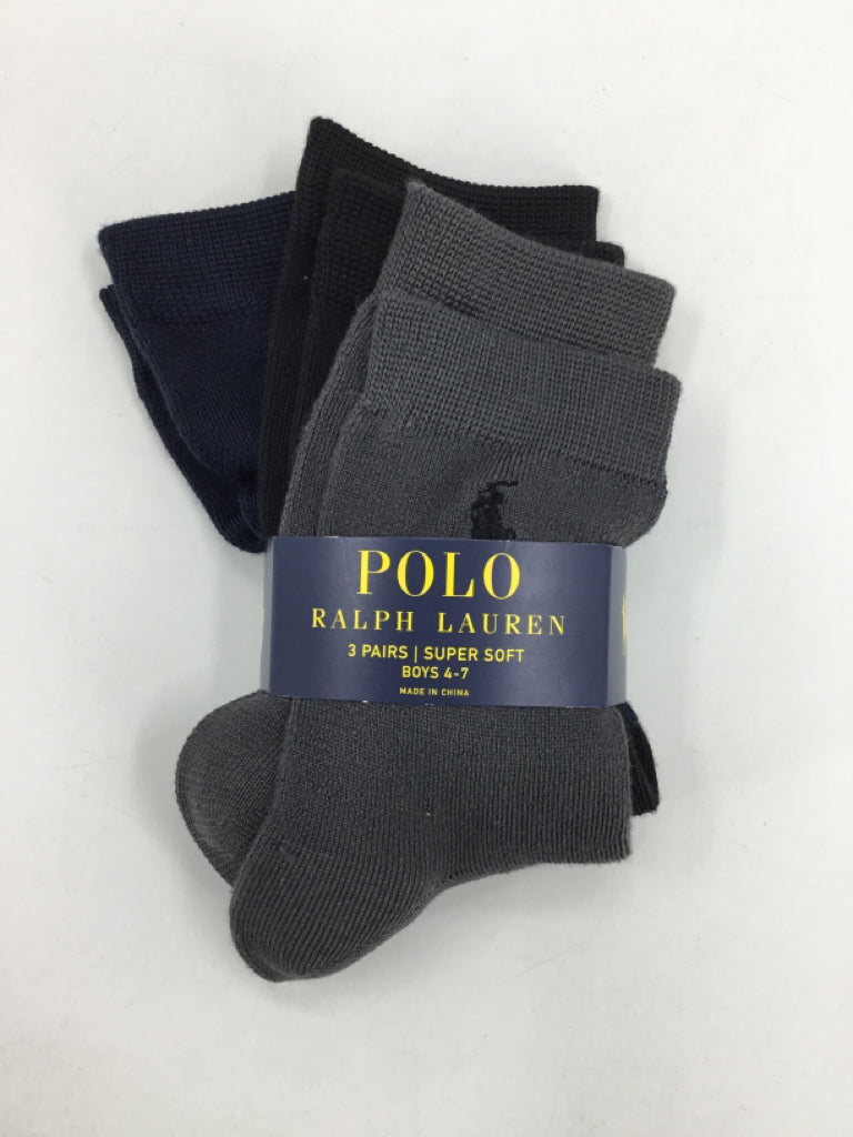 Ralph Lauren Child Size 10 Gray Solid Socks - boys