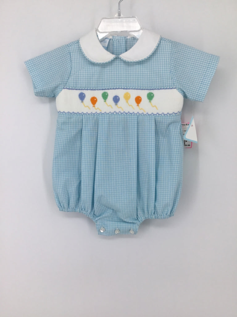 Petit Bebe Child Size 6 Months Blue smocked Outfit - boys