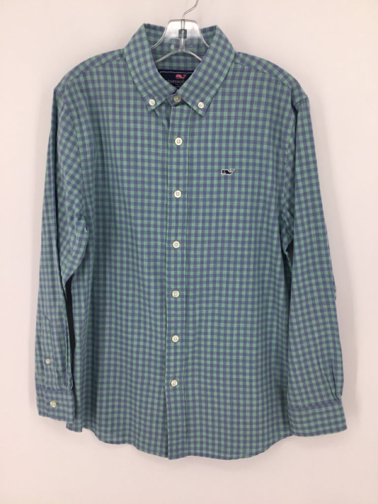 vineyard vines Child Size 12 Blue Checkered Shirt - boys