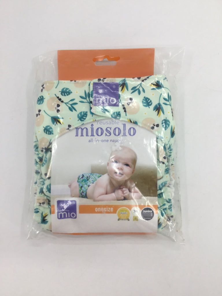 Bambino Mio Child Size One Size Green Animal Print All in One Cloth Diaper