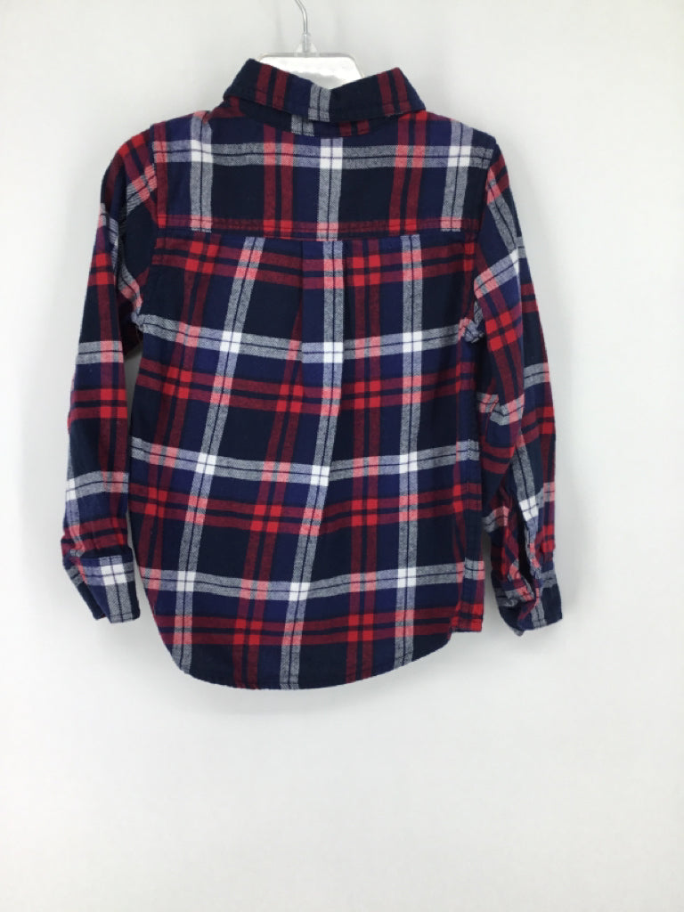 Childrens Place Child Size 4 Navy Plaid Shirt - boys
