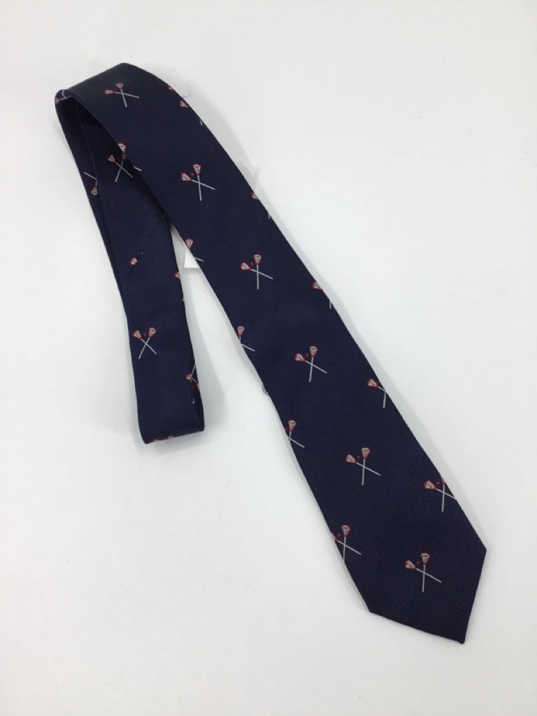 Crewcuts Navy Lacrosse Print Silk Necktie