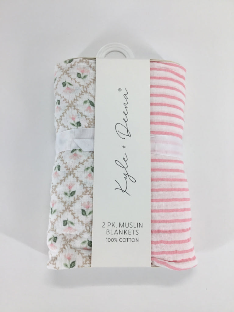 Kyle & Deena Pink Print Muslin Blanket Set of 2