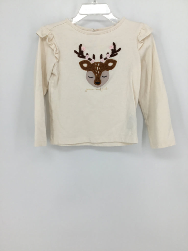 Janie and Jack Child Size 3 Cream Christmas Shirt
