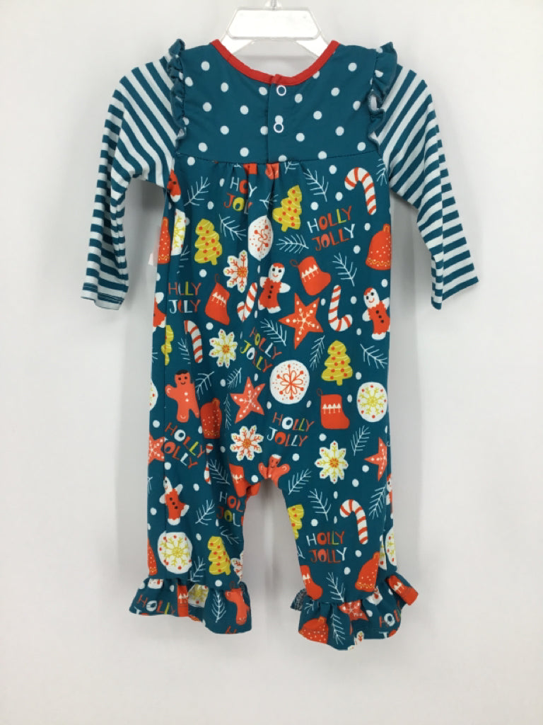 Little Millie Child Size 12 Months Teal Christmas Sleeper