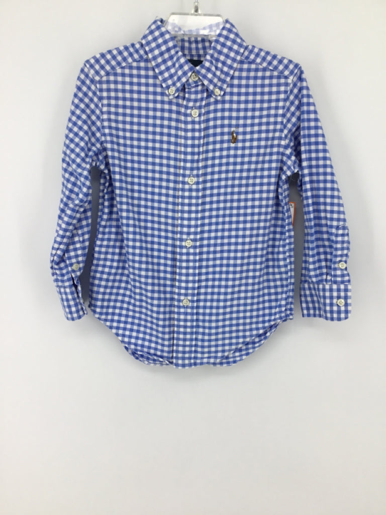 Ralph Lauren Child Size 3 Blue Gingham Shirt - boys