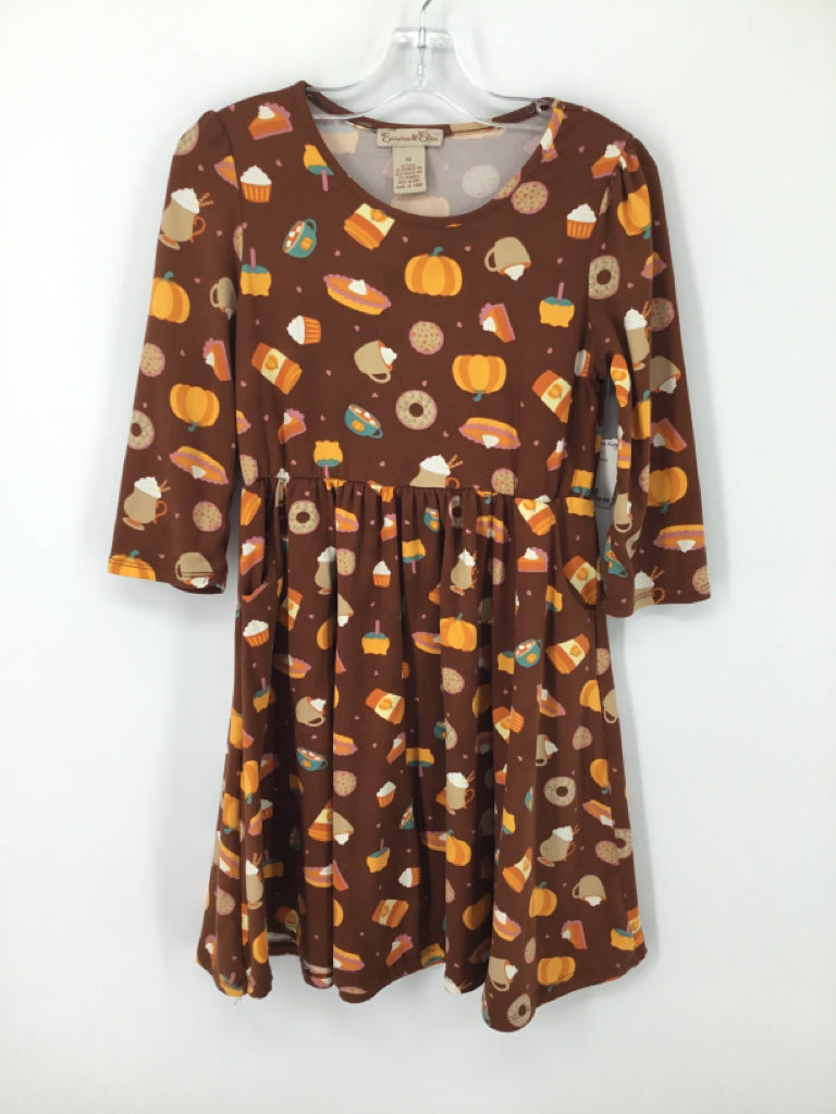 Emma & Elsa Child Size 10 Brown Thanksgiving Dress