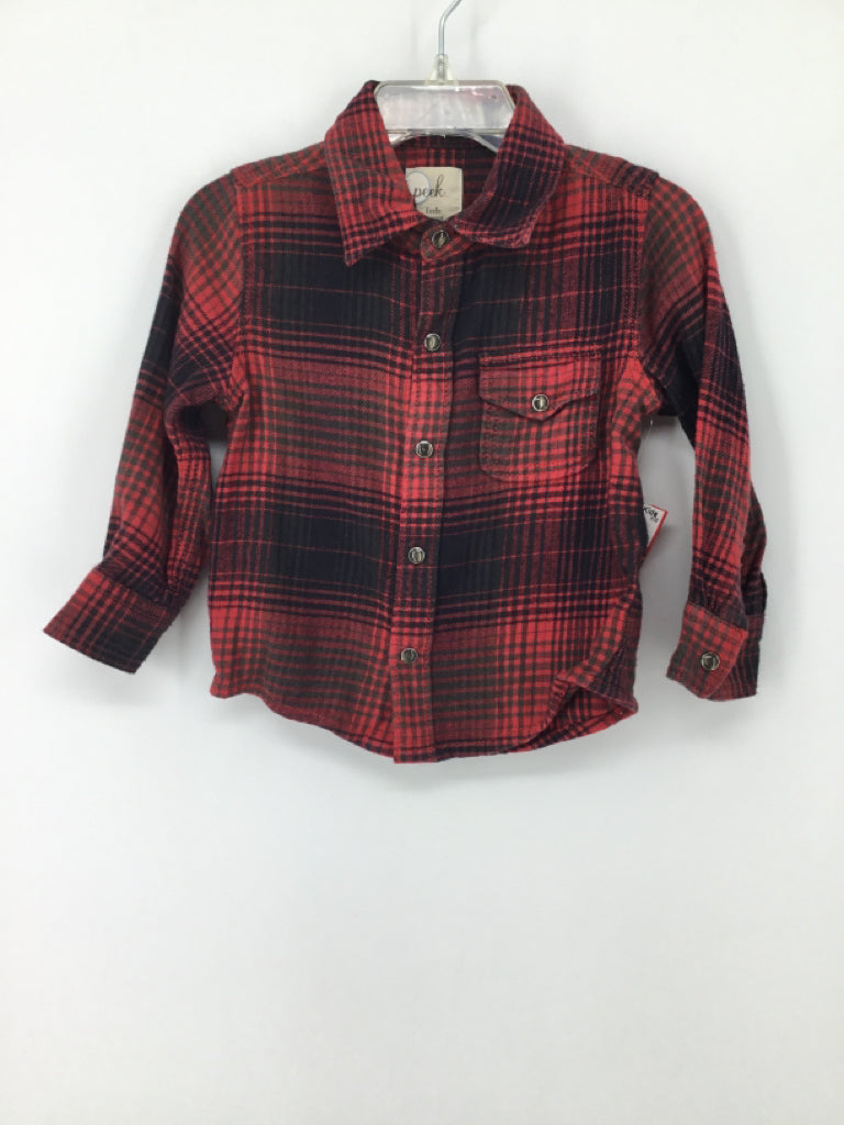 peek Child Size 12-18 Months Red Plaid Shirt - boys