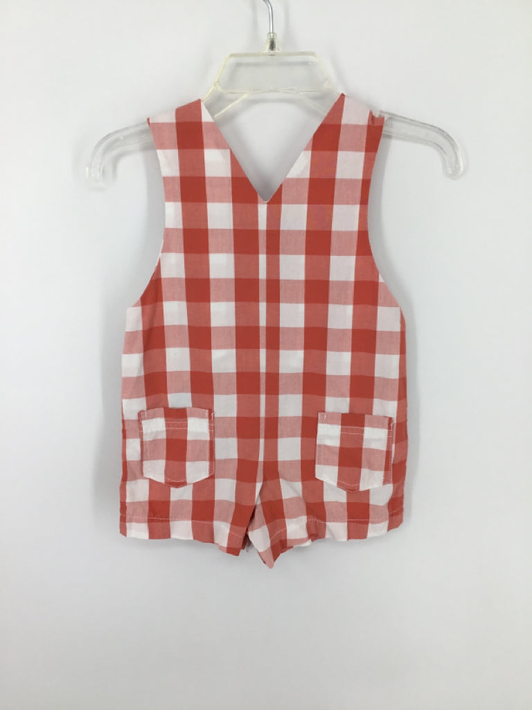 b Bella Bliss Child Size 6 Months Red Checkered Overalls