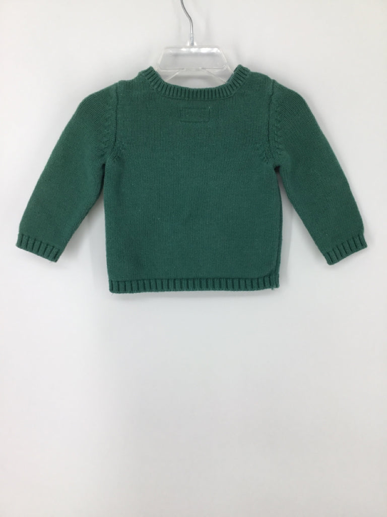 Little Planet Child Size 9 Months Green Solid Sweater - boys